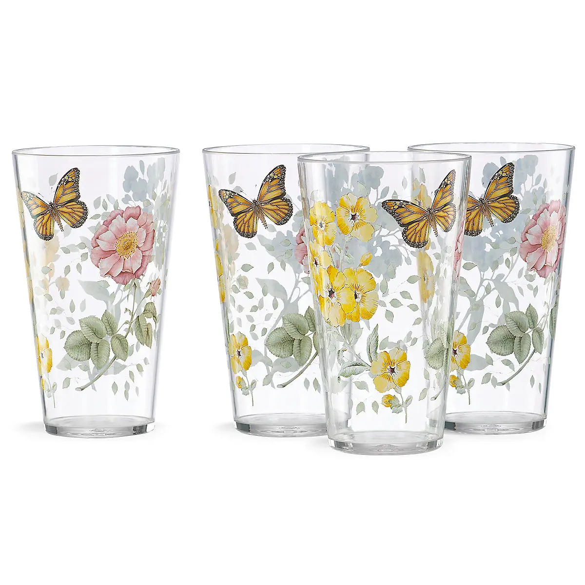 Lenox 866239 Butterfly Meadow Dinnerware Acrylic Highball Glass Set, 24 oz - 4 Piece