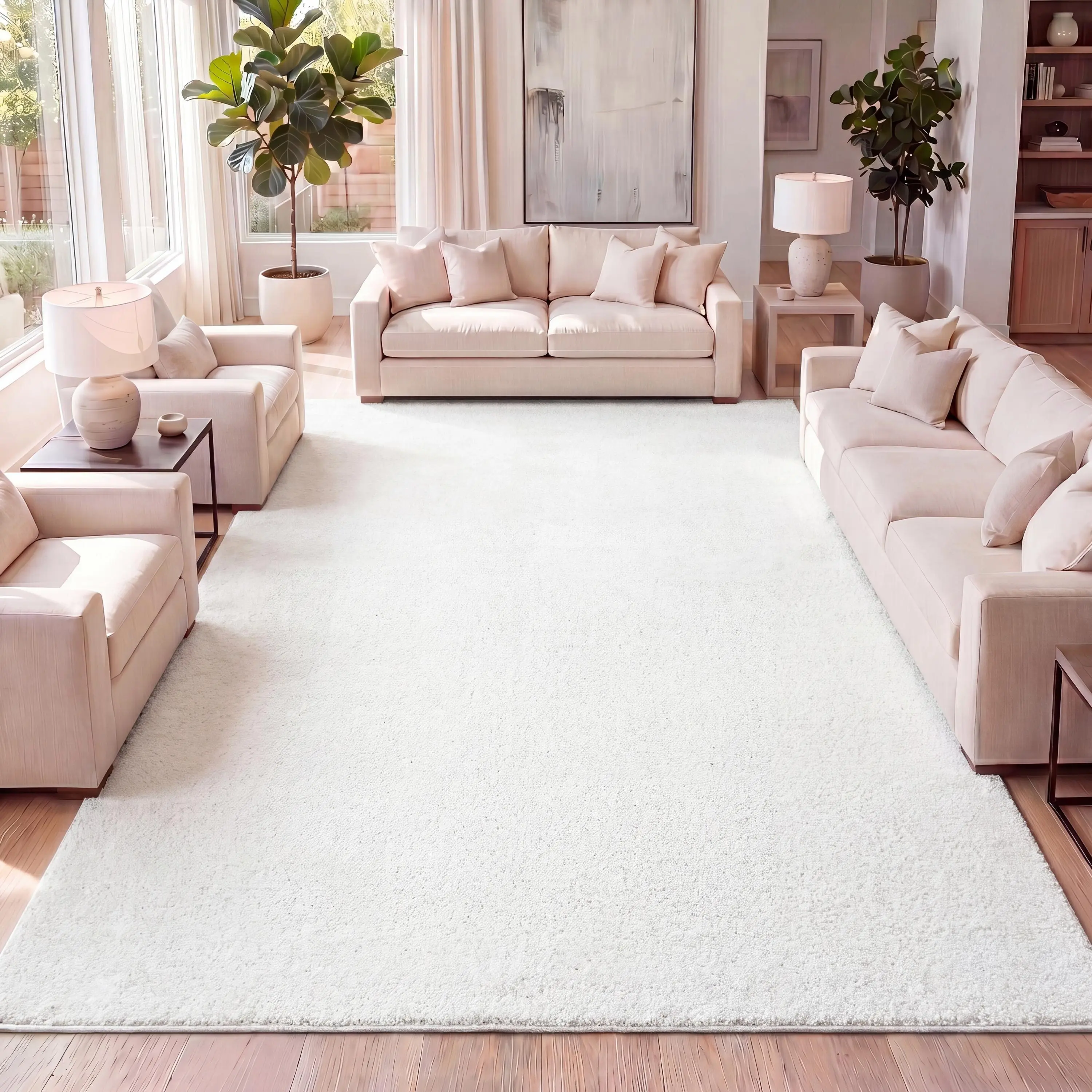 JONATHAN Y Haze Solid Low-Pile Cream Indoor Area Rug - Minimalist Modern Mid-Century Modern Rugs for Bedroom, Aesthetic Room Decor, Minimalist Area Rugs, Modern Area Rugs