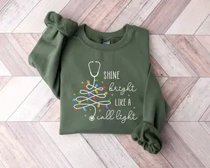 Christmas Nurse Sweatshirt, Shine Bright Like A Call Light, Christmas Nurse Tree Shirt, Merry Nurse Shirt, Merry Christmas Nurse Sweatshir