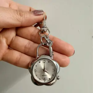 English: Vintage Flower Keychain Pocket Watch Pendant, Bag Charm Hanging Ornament, Couple Matching Accessories, Retro Decorative Key Ring for Bags & Keys, Romantic Gift for Lover & Friends