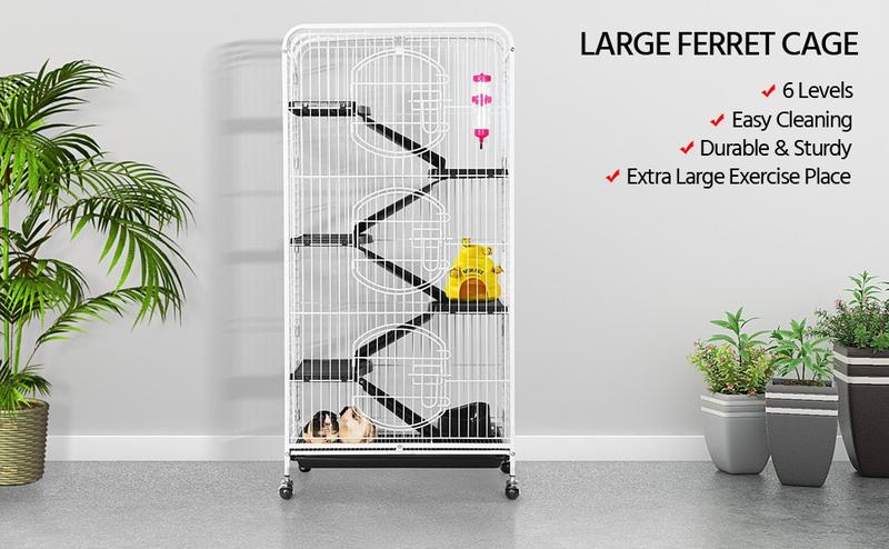 Yaheetech 52-inch Ferret Cage 6 Level Metal Rat Cage with 3 Front Doors/Feeder/Wheels Small Animal Cage for Ferret/Chinchilla/Bunny/Rabbit/Squirrel Yaheetech 52-inch Ferret Cage 6 Level Metal Rat Cage with 3 Front Doors/Feeder/Wheels Small Animal Cage for Ferret/Chinchilla/Bunny/Rabbit/Squirrel