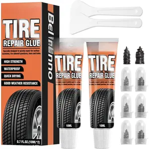 Tire Repair Glue, Sidewall Rubber Cement Kit, Two Sizes , Suitable for , , , Off-Road, , Tractor, Black, 10ml*2