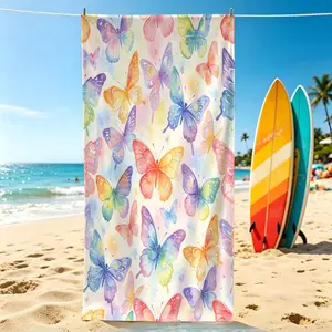 1 Watercolor Butterfly Print Beach Towel a Soft, Absorbent, Quick Drying, Lightweight Pool Towel Ideal for Swimming, Camping, Yoga, or As a Vacation Gift