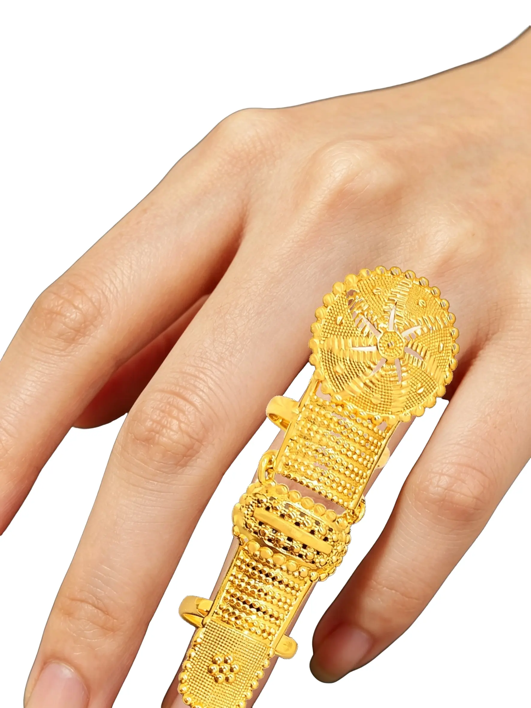 Luxury Plated Open Ring, Retro Ethnic Adjustable Finger Ring, Boho Style Fashion Jewelry for Women, Elegant Exaggerated Ring, All Seasons Wear, Openwork Ring, Vintage Inspired Ring, Adjustable Open Rings
