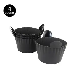 Silicone Muffin Cup, 4 Counts Non-stick Baking Cup, Reusable Muffin Liner, Baking Accessories for Cupcakes Pudding Egg Tart Custard, Baking Utensils