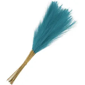 15Pcs Faux Pampas Grass,21"/55cm Fake Pampas Grass Decor for Living Room Wall Vase Wedding Decoration,Light Blue