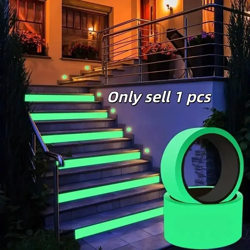 Self Adhesive Luminous Tape, 1 Count No Drill Adhesive Glow in The Dark Safety Tape, Sticky Adhesive Flexible Waterproof Sticker Tape for Stairs, Steps, Home Decor, Emergency Kits, Garden Decor
