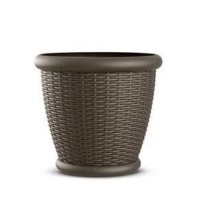 Suncast 18 Inch Diameter Resin Decorative Wicker Patio Planter Pot Suncast 18 Inch Diameter Resin Decorative Wicker Patio Planter Pot