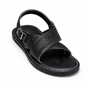 Huarache Cruzado Acojinado de cuero black Cross Padded Men Sandals Leather