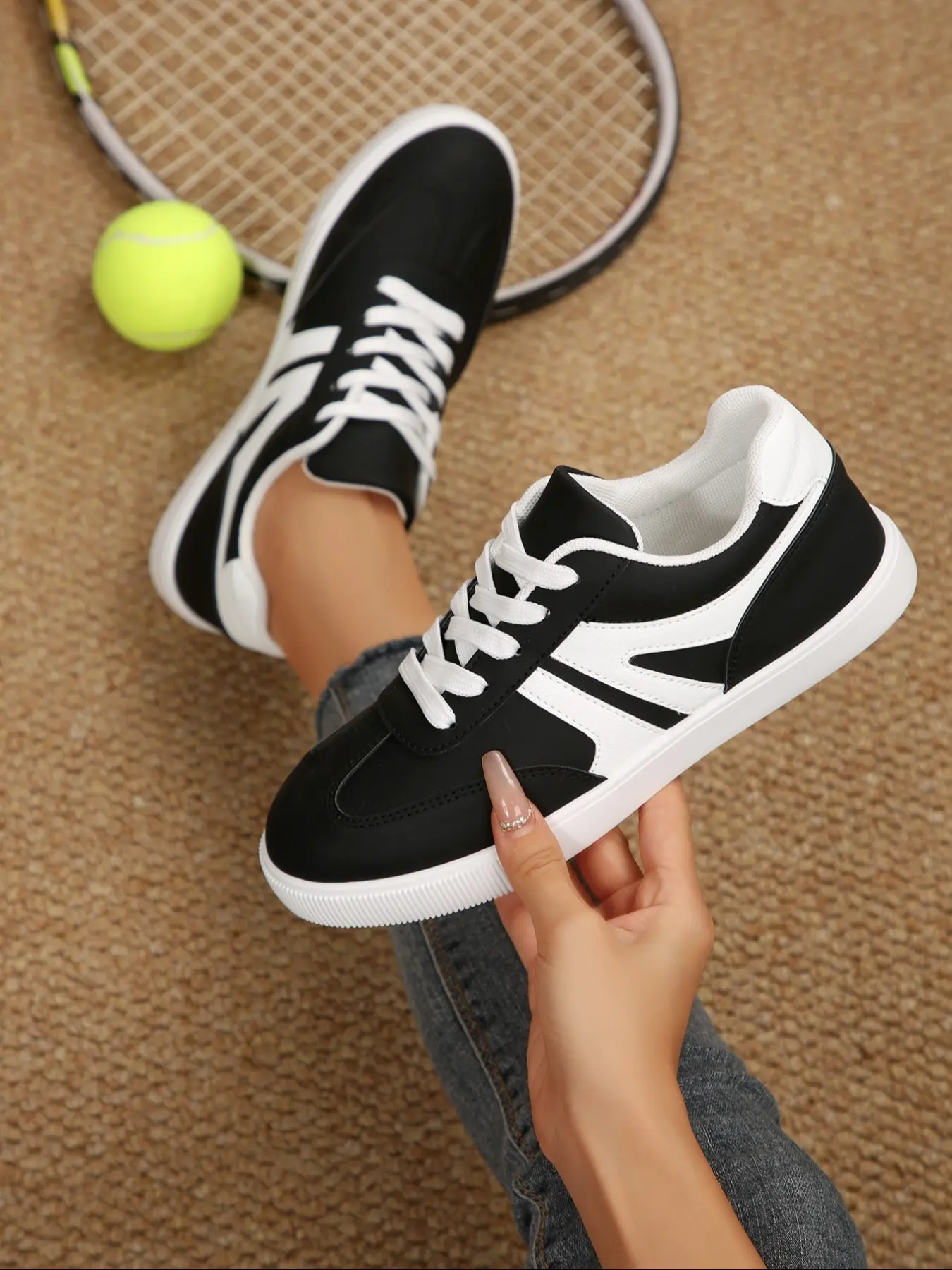 Step Women's Classic Vintage Rubber Sole Sneakers, Genuine Leather Casual Shoes, Anti-Slip Sports Shoes, Fashion Tennis & Skateboard Shoes, Round Toe Sneakers, Fashionable Casual Sneakers, All Seasons Sneakers