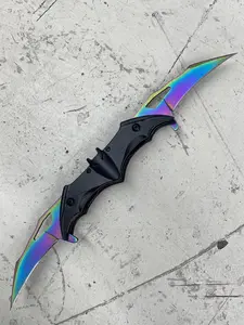 Stainless Steel Spring Assist Folding bat style Kitchen Meat Camping Knife EDC tool