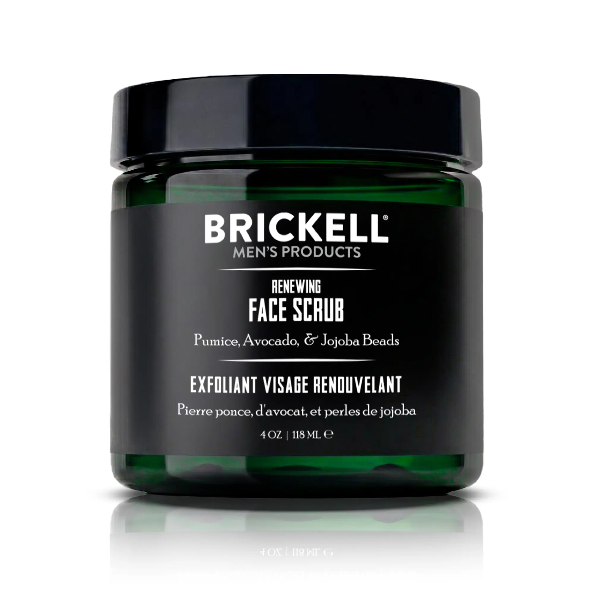 Brickell Renewing Face Scrub for Men 4oz Exfoliating Facial Scrub with Pumice Jojoba Beads Aloe Green Tea for Clearer Skin and Smoother Shave