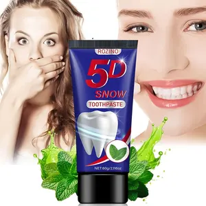 60g 5D Snow Toothpaste, contains mint ingredients, effectively removes stains, freshens breath, protects gums, whiter teeth