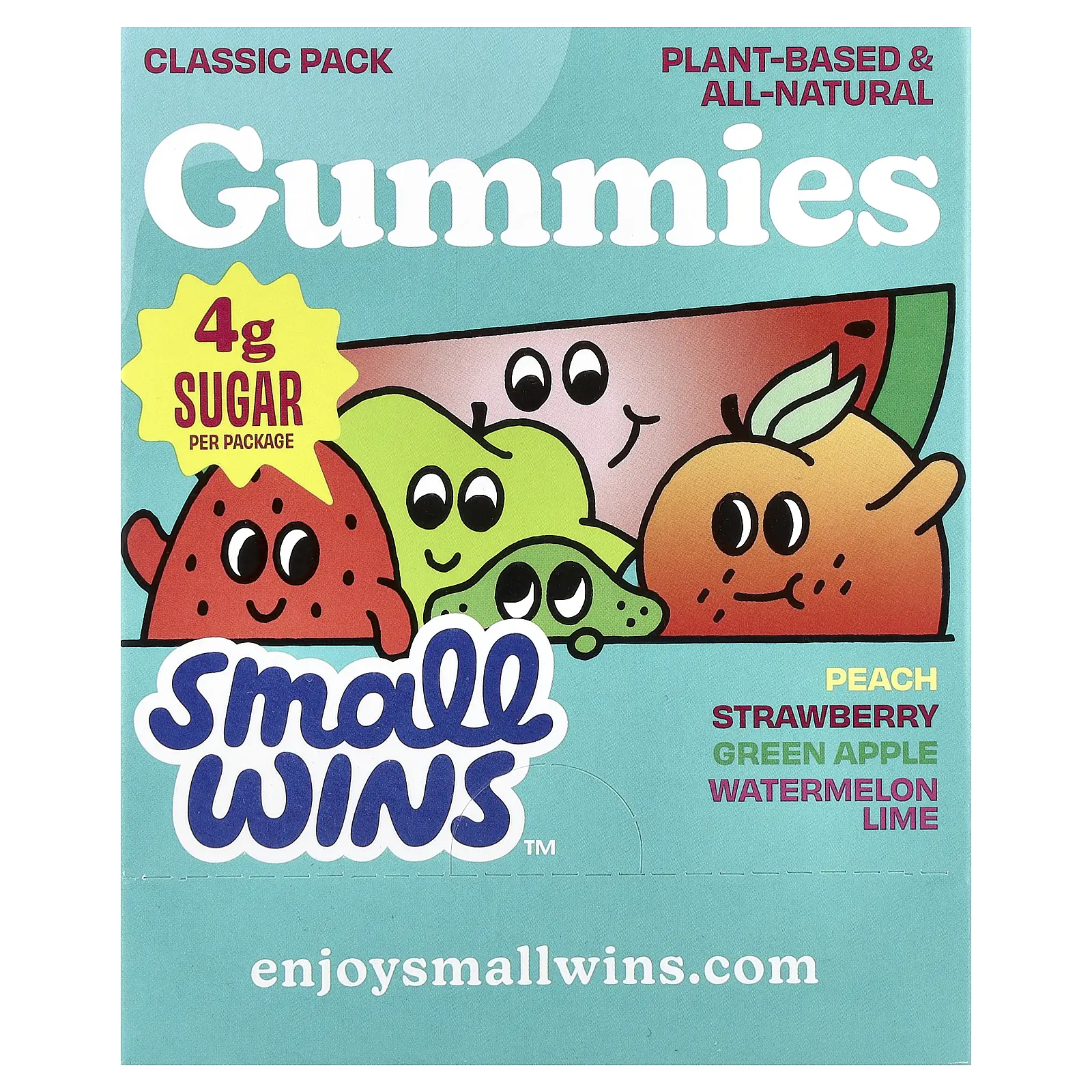 Enjoy Small Wins Gummies, Classic Pack, Peach, Strawberry, Green Apple, Watermelon, Lime, 6 Packs, 1.8 oz (50 g) Each