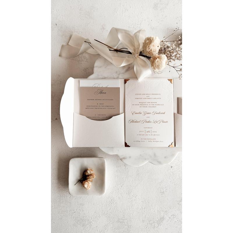 Letterpress Wedding Invitations – Premium Cardstock Invites | Foil Stamped & Embossed Suite Style 3277