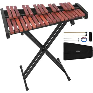 VEVOR Glockenspiel Xylophone, 32 Notes, Wooden Professional Xylophone Percussion Instrument, with Height Adjustable Stand, 4 Mallets, Carrying Bag, Beginner Musical Instrument Kit for Adults and Kids