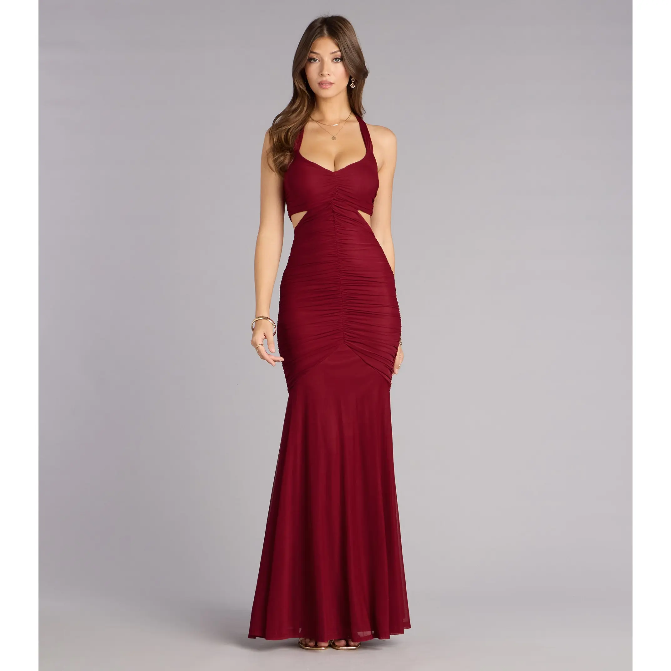 jae formal mesh ruched mermaid long dress Jae Formal Mesh Ruched Mermaid Long Dress