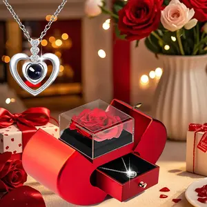 Valentines Day Gifts for Her - Preserved Red Rose with "I Love You" Necklace Birthday Gifts for Wife, Girlfriend, Mom, Grandma , Gifts for Valentines Day, Anniversary, Mother's Day, Christmas
