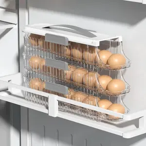 Transparent 3-Tier Egg Holder - Durable Plastic Egg Storage Container for Refrigerator & Kitchen Organization, Home Organization Accessories