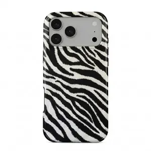 Y2K It Girl Black and White Zebra Print iPhone 17 Pro Max Shockproof Case with Glossy Animal Stripe Design, Cover for Iphone 17 Promax, 17 pro, 16 Promax