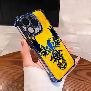 Mexico Club América Eagles Football Fan Gifts Suitable for Aesthetic Electroplated TPU Casing For iphone 17 16 15 14 13 12 11 X XS PRO PLUS MAX AIR Samsung S25 S24 S23Four Corners Anti-Fall Transparent Casual Soft Silicone Phone Cases Perfect Gift  L1743