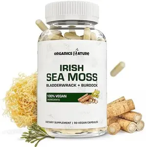 Organics Nature Irish Sea Moss Capsules 45 Servings High Potency Seamoss Pills Dr Sebi Approved Sea Moss for Energy 90 Vegan Capsules Lung Mucus Clearing Gut Cleanse Plant Based Ingredients