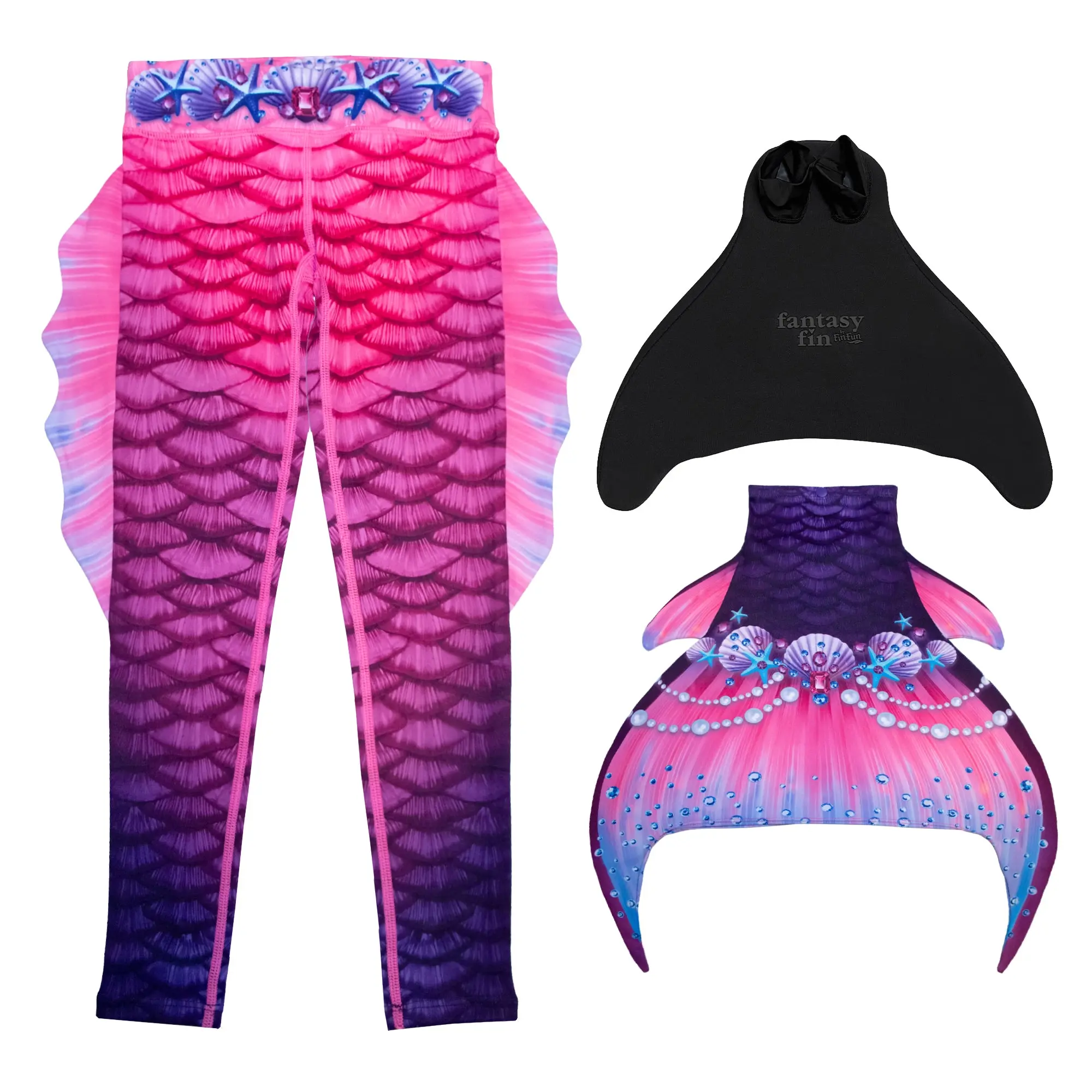Pink Mermaid Swim Leggings with Monofin
