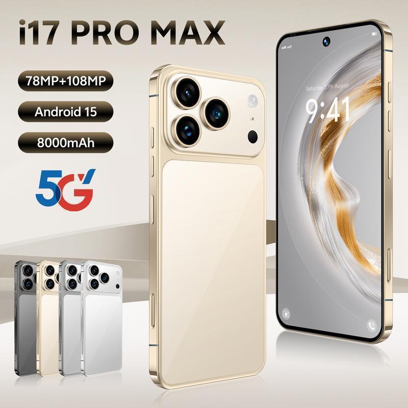 2026 New Android 17promax 5G Phone, 7.3" Screen, 12GB RAM 512GB ROM, 108MP+78MP Dual Cameras, 8000mAh Battery, Fast Charging, Unlocked