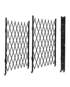 GARVEE Extendable Aluminum Fence 85"H x 150"W Double Foldable Security Gate with Casters, Mobile Folding Scissor Gate, Portable Safety Barrier, Retractable Driveway Gate, Black
