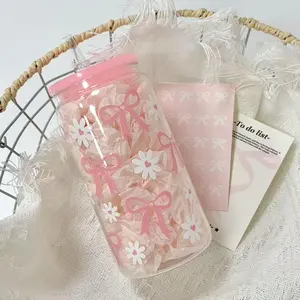 1 Pink Bow Daisy High Beauty Girl Water Cup Coffee Cup Straw Cup