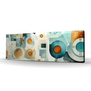 212 MAIN Artistic Decomposed Porthole Wall Print - 16x48 in. Turquoise Home Wall Decoration, Room Post-Infused Home Supply (Model C1RC1648EFLMZ7)