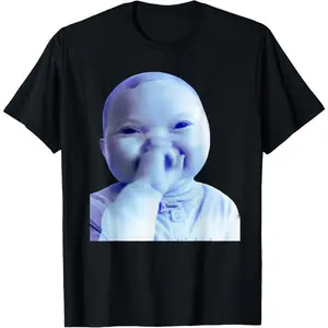 Funny AI Baby Holding Laugh Meme Viral Trend T-Shirt