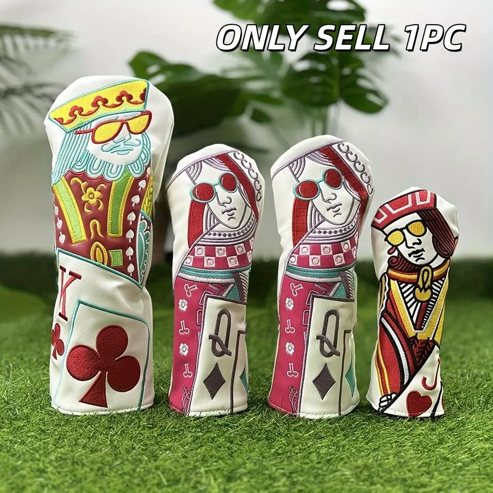Jqk Embroidered Golf Club Head Cover, Durable Hybrid Driver & Wood Protector, Stylish Golf Accessory, Golf Gear, Golf Equipment for Enhanced Game Performance