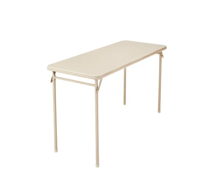 20" x 48" Vinyl Upholstered Steel Frame Folding Table Antique Linen