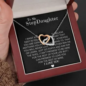 Stepdaughter gift from stepmom, Unique Stepdaughter Christmas gift from Stepdad, Bonus Daughter Christmas gift, To my Step Daughter Jewelry, Necklace With Meaningful Message Card Inside