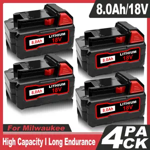 1/2/4 Pack 8.0Ah  M-18 replacement Batteries for Milwaukee 18V Battery Lithium High Output 48-11-1850 48-11-1862 48-11-1840 48-11-01828 48-11-1815 for M-18 Tools We refuse to compete with low-quality batteries and focus solely on premium quality outdoorfu