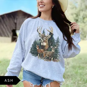 Vintage Deer Sweatshirt, Unisex Retro Nature Shirt, Deer Hunting Aesthetic, Outdoorsy Aesthetic Graphic Sweatshirt