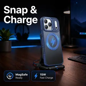 MagSafe Compatible Magnetic Phone Case for Phone 17/16/15, Translucent Matte Shockproof Protective Cover with 360 °   Ring Kickstand, Military Grade Drop Protection, Camera Lens Guard, Anti-Fingerprint Slim Case