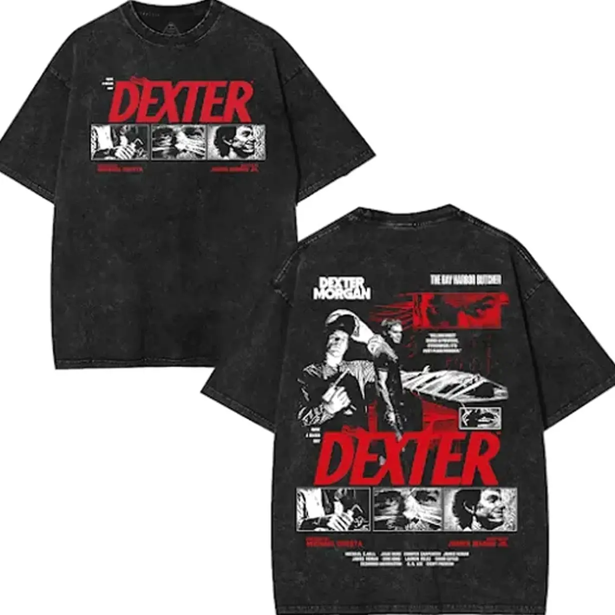 Dexter Morgan Washed T-shirt Heavyweight Cotton Streetwear graphic vintage tees, Bay Harbor Butcher TV Show Tee, Vintage Crime Thriller Shirt Fabric alt clothing 5GS