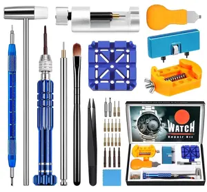 Watch repair kit for changing watch batteries, removing and adjusting watch links and openers, watch repair screwdriver set, watch wrench back remover, watch cleaning, spring bar tool