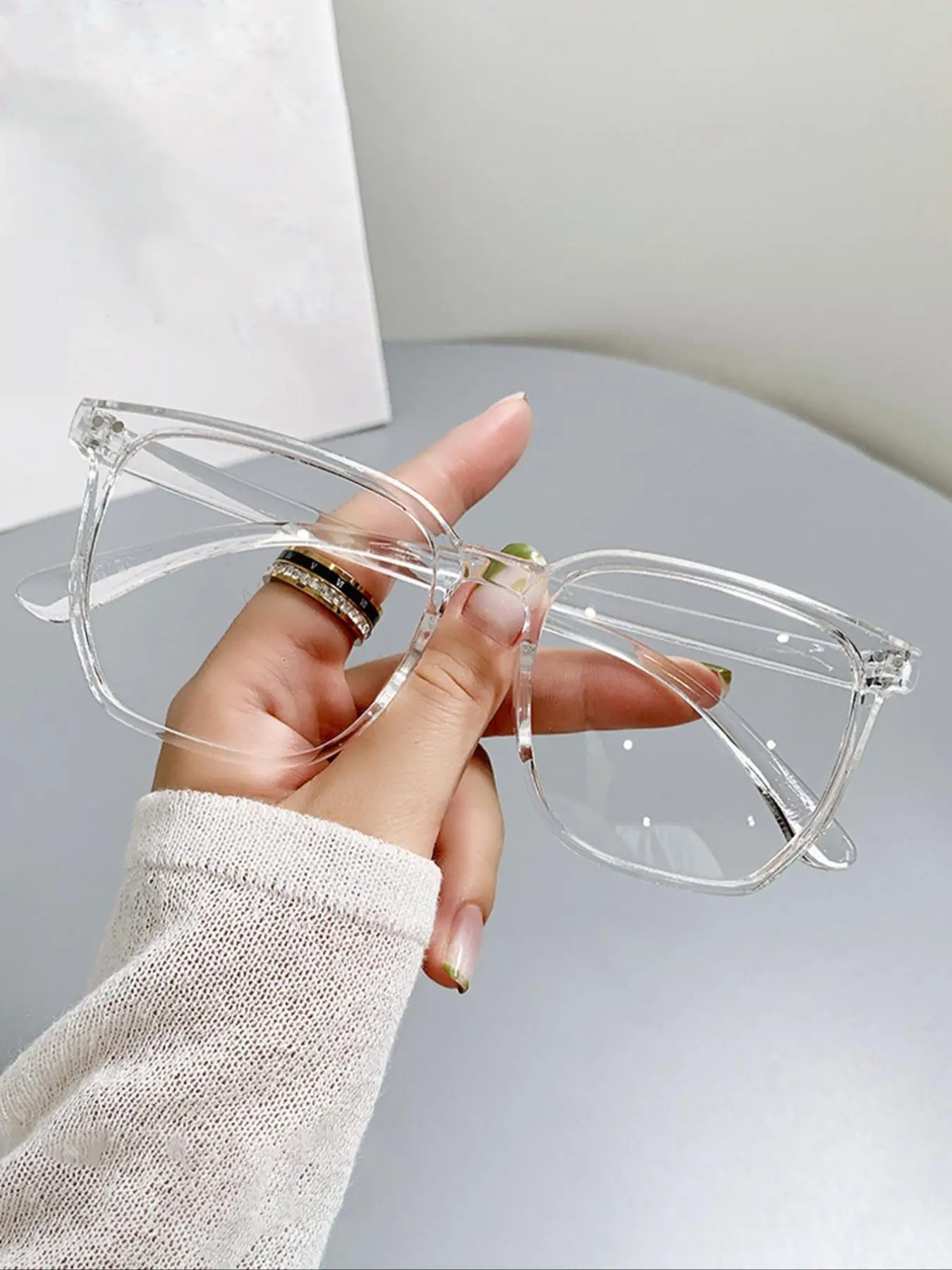 Simple Eyeglasses for Spring, Vintage Casual Large Square Frame Fashion Eyeglasses for Everyday Use, Fashion All-match Back To School Accessories Fall