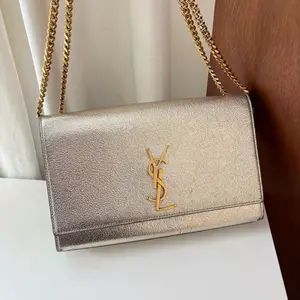 Pre-owned Yves Saint Laurent feature Crossbody Bags YSL Saint Laurent Kate silver crossbody small bag calfskin