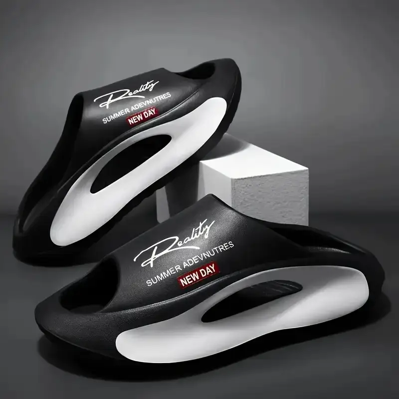 Men’s Thick Sole Slide Sandals Future Style Beach Vacation Cloud Slides Cushioned Non-Slip Outdoor Slippers