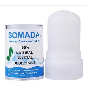SOMADA Crystal Deodorant Stick for Women and Men, 4.25 oz/120g - 100% Natural Alum Salt Stone Rock - Unscented Mineral Rock