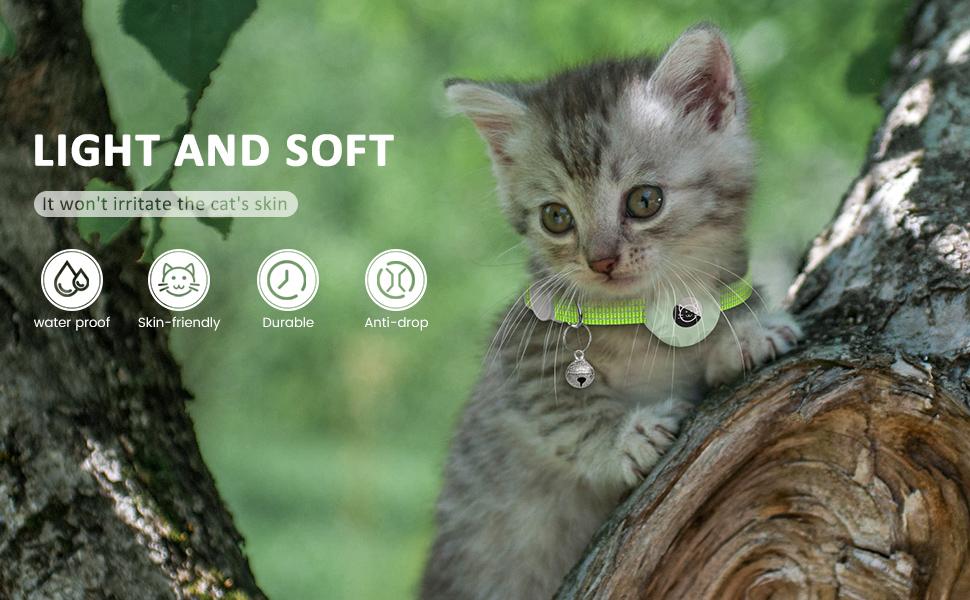 Collar (Tracker) - Apple AirTag Cat Collar,Air Tag Pet Collar with airtag Holder and Bell Reflective GPS Kitten Collar for Girl Boy Cats gatos pet accessory night safety cat collar dog chain