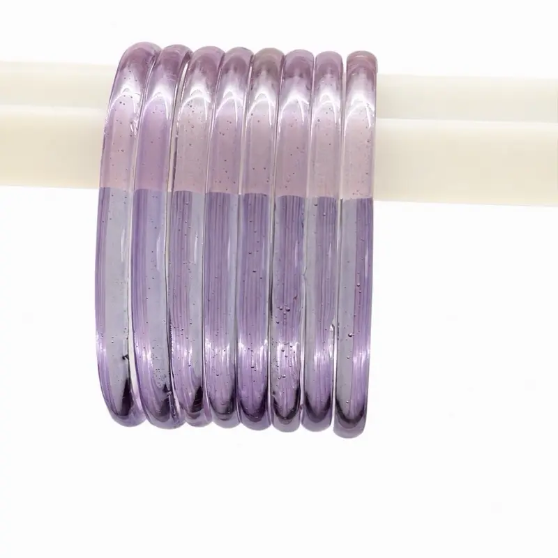 Jelly Bangles - 8 Pc Set. Clear, Transparent Jelly Bangles, Indian Glass Bangles - Bangles for Women. Perfect for any Occassion Multicolor Stackable Bracelets