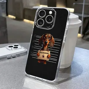 Phone Case - Local Fast Delivery Phone Case Mobile Cover: Cute Dachshund Mugshot Print Phone Case, Funny Dog Holding Sign Design for Pet Lovers Suitable for Iphone 17/16/15/14/13/12/11/X/Xs/Pro/Max/Plus/Pro/ 17 Air Suitable for Samsung A10 Case