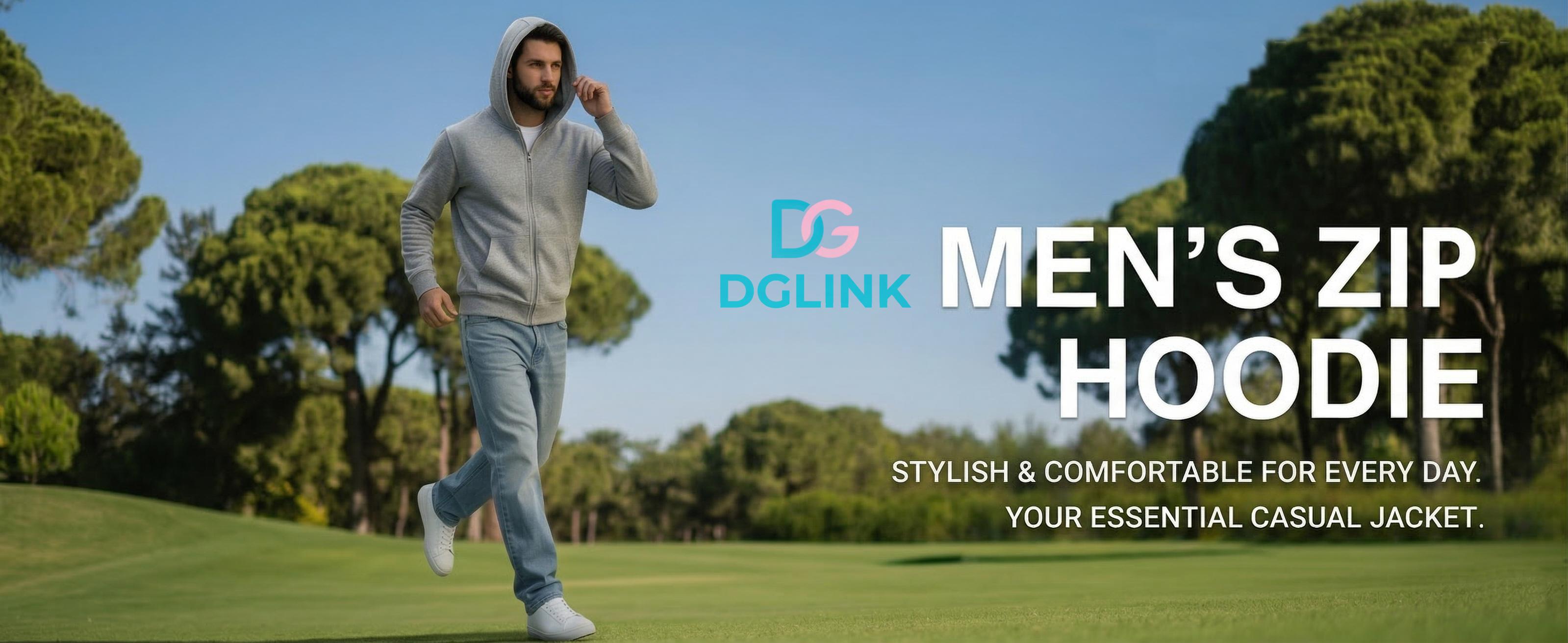 DGLink Men's Zipper Hoodie Classic Style Double-Layer Knit Long Sleeves Dropped Shoulder Design Fashionable Retro Streetwear Comfortable Cotton Blend Casual Sportswear Faith Symbol Top Pullover Style Streetwear Sweatshirts