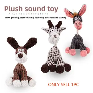 Tougher Than It Looks! Reinforced Corduroy Interactive Toy | Double Stitching Squeaky Plush, Bite Resistant for Small-Medium Dogs