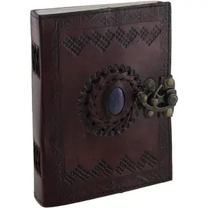 Capture Your Thoughts and Dreams in This Exquisite Embossed Leather Journal with Blue Stone Clasp Notebook
